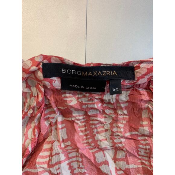BCBGMaxazria Women's Silk Flutter Sleeve Wrap Blouse Red/White Size XS - Picture 4 of 6